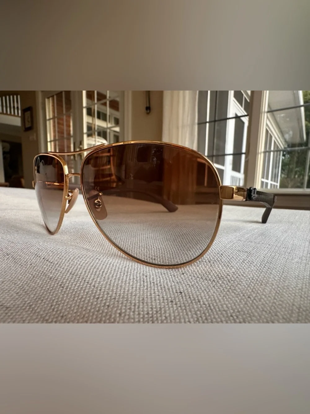 Ray-Ban RB8313 Carbon Fiber Aviator Sunglasses Gold/Brown Gradient 61mm w/ Case - Picture 3 of 11